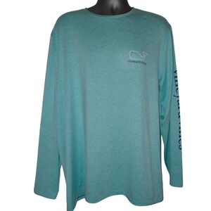 Vineyard Vines Performance Long Sleeve T shirt Mens XL green Spellout  UV